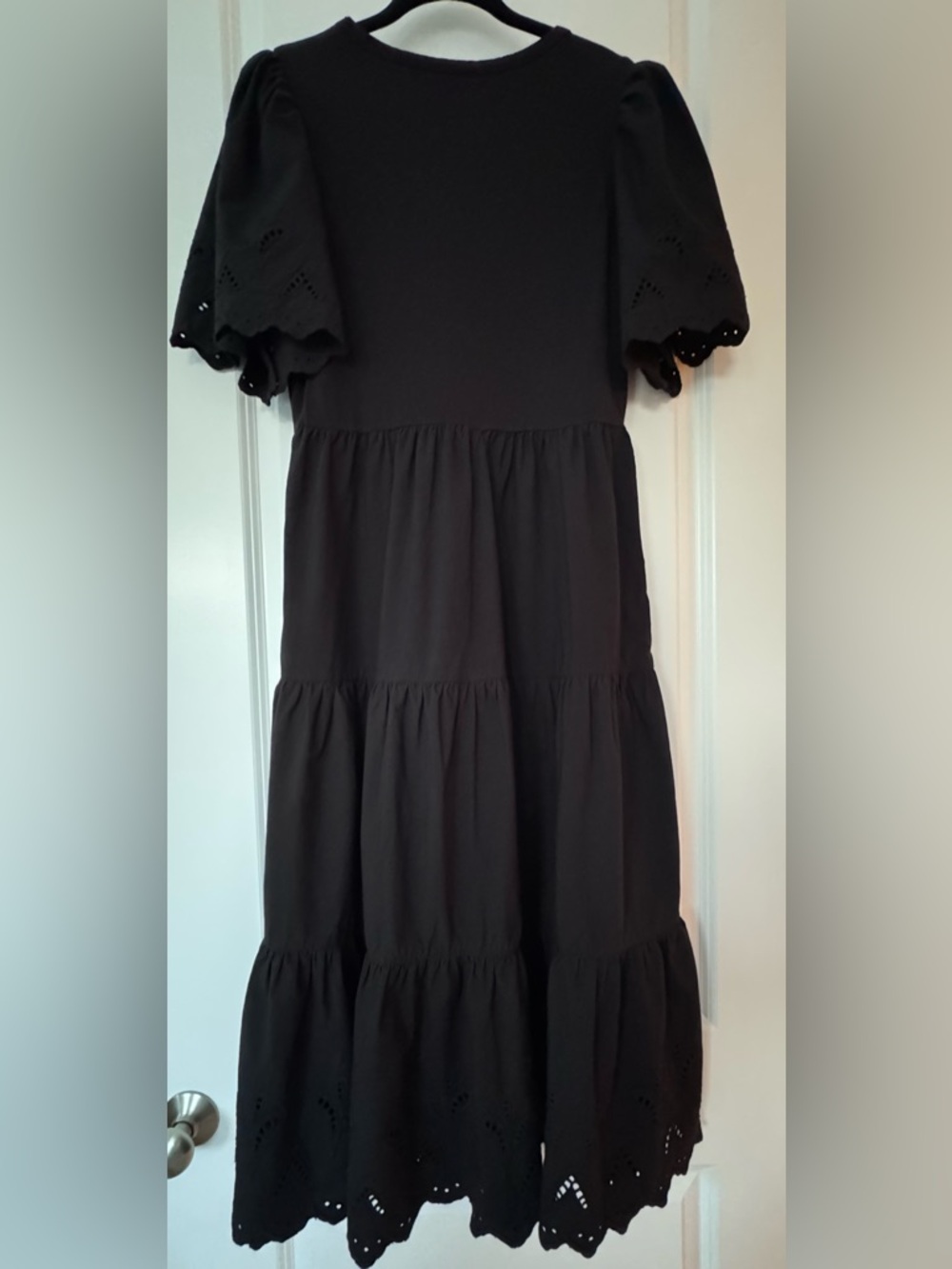 GAP Black Eyelet Tiered Midi Dress - Picture 3 of 6